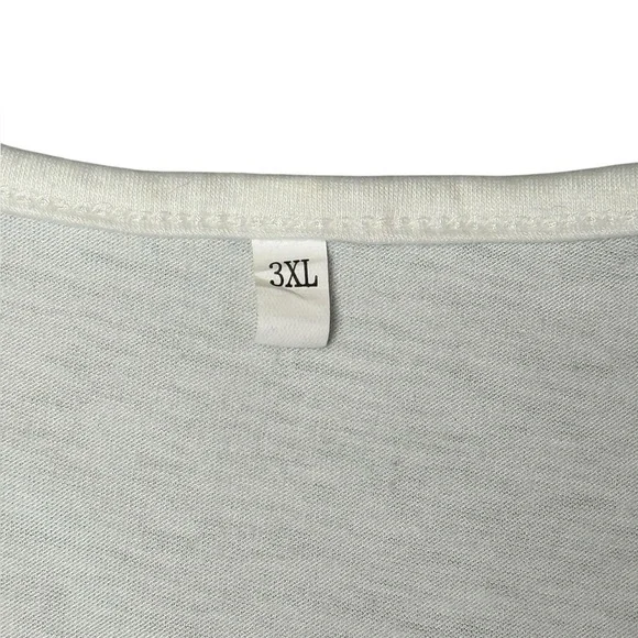 Women’s Plus Floral V-Neck Short Sleeve Loose Fit Knit Top. Blue White 3X #1511 - Picture 6 of 7